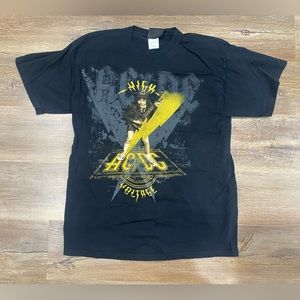 Used 2009 AC/DC Band Black And Yellow T Shirt Size Large.